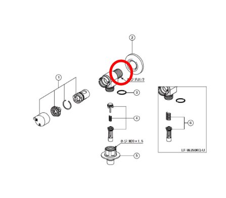 洗濯水栓分解図２