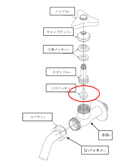 ホーム水栓分解図