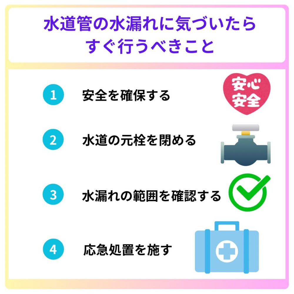 水道水漏れに気づいたらすぐ行うこと