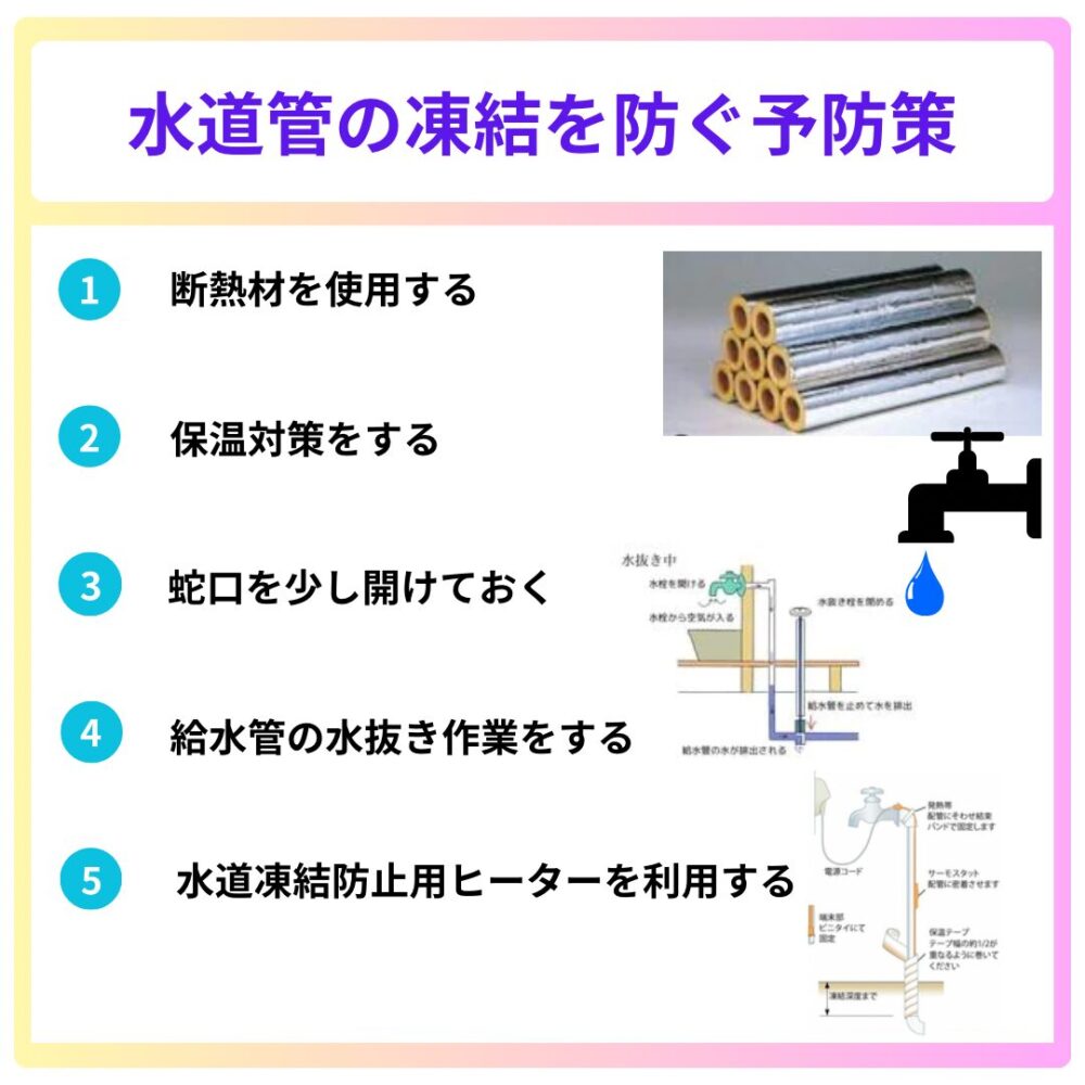 水道管の凍結を防ぐ予防策