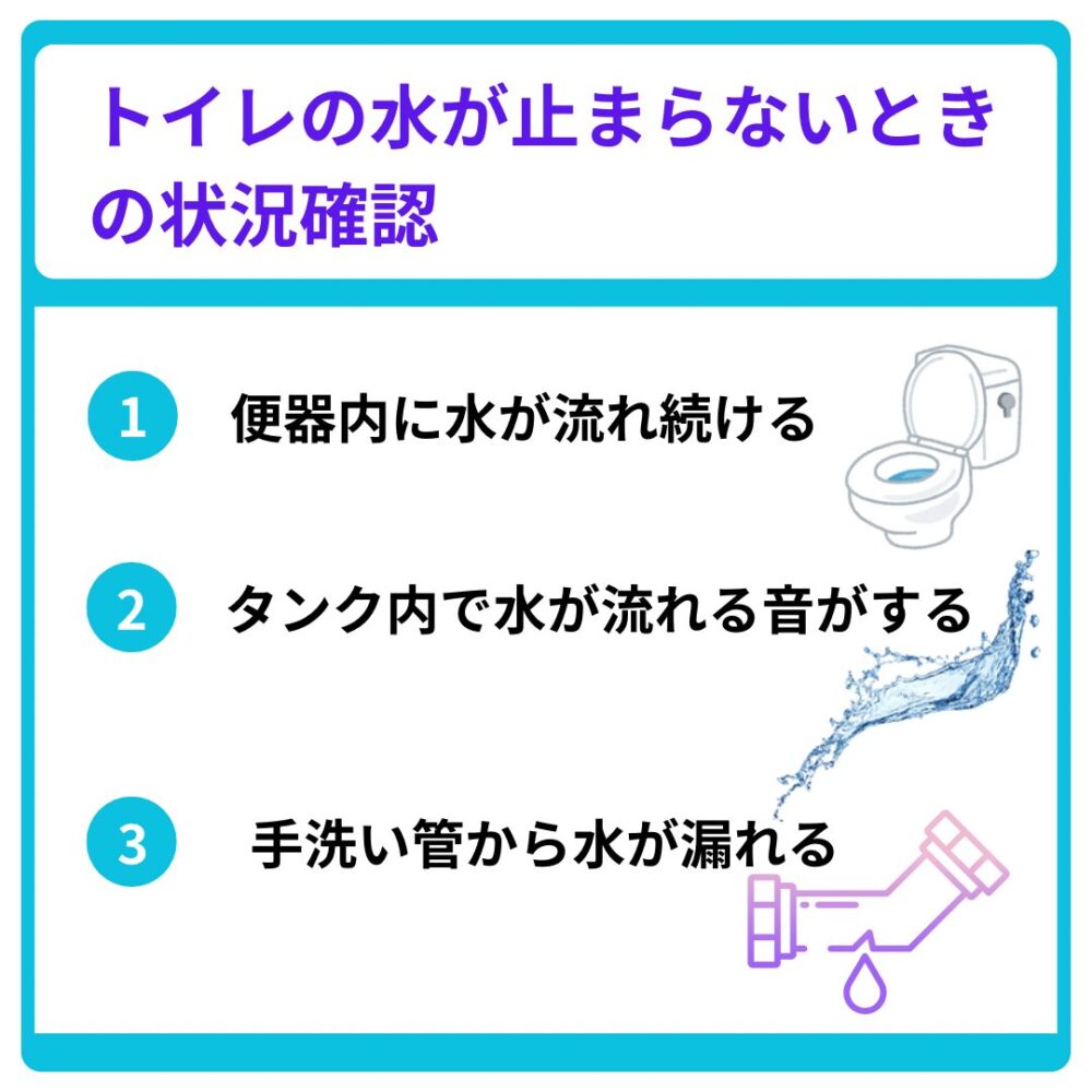 トイレの水が止まらない時の症状確認