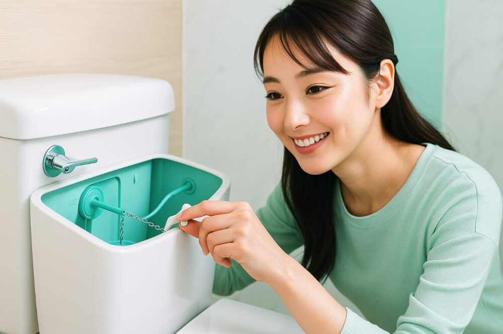 タンク内のレバーや鎖の引っ掛かりを確認・解消する