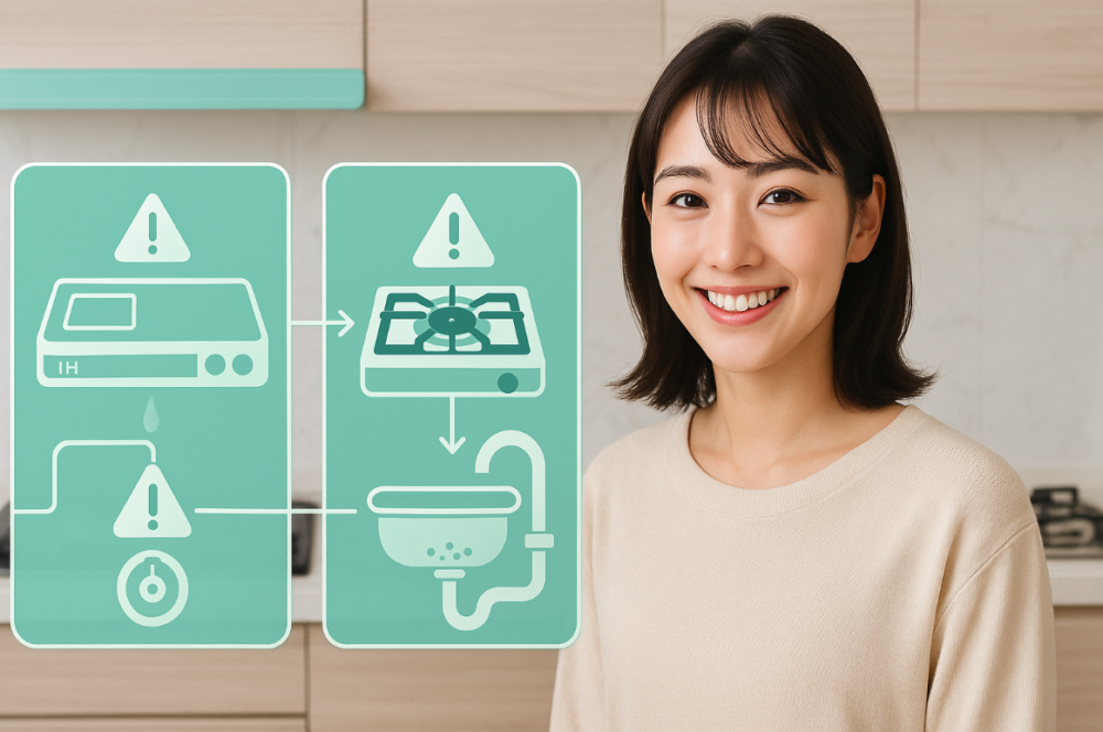 コンロタイプ別　火がつかない代表トラブル早見表