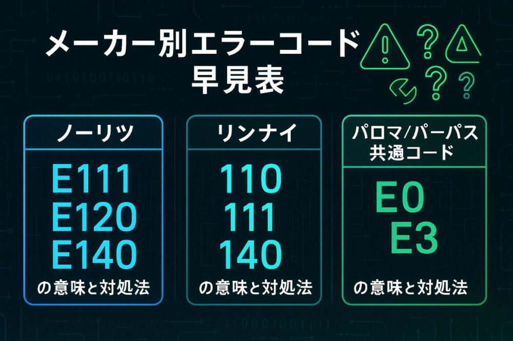 メーカー別エラーコード早見表