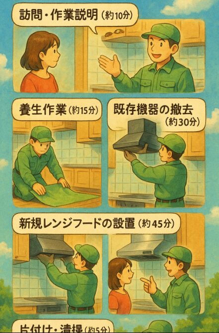 工事当日の流れと所要時間