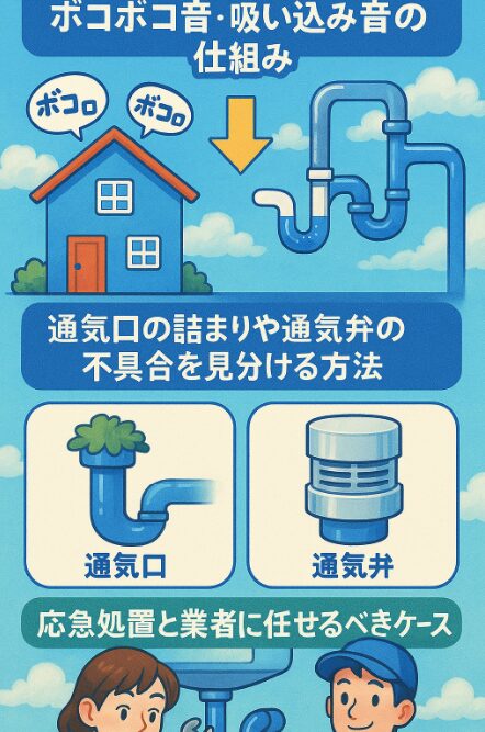通気不良（通気管・排水通気弁）が原因のケース