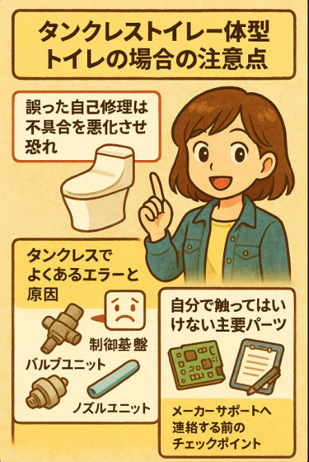 タンクレストイレ・一体型トイレの場合の注意点