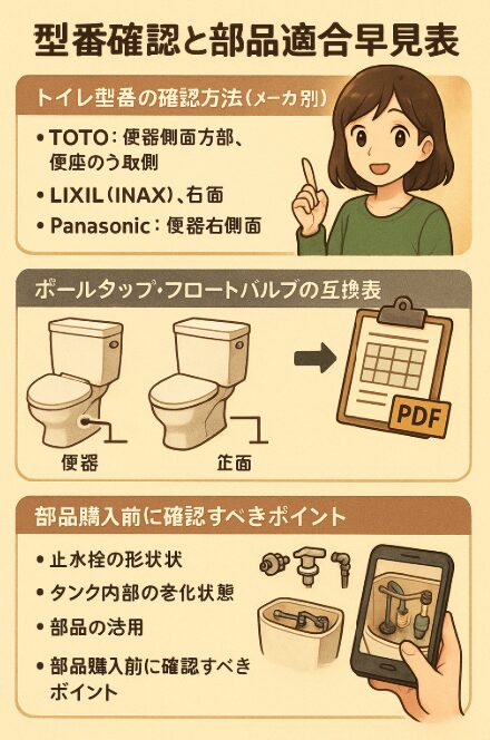 型番確認と部品適合早見表