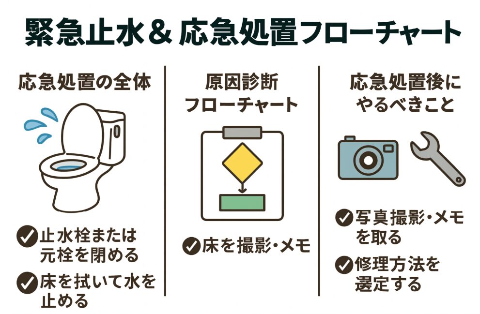 緊急止水＆応急処置フローチャート