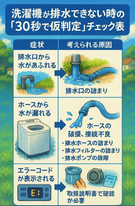 "30-second-provisional-judgment"-checklist-when-your-washing-machine-won't-drain