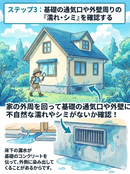 Step-3:-Check-for-wetness-and-stains-around-foundation-vents-and-exterior-walls