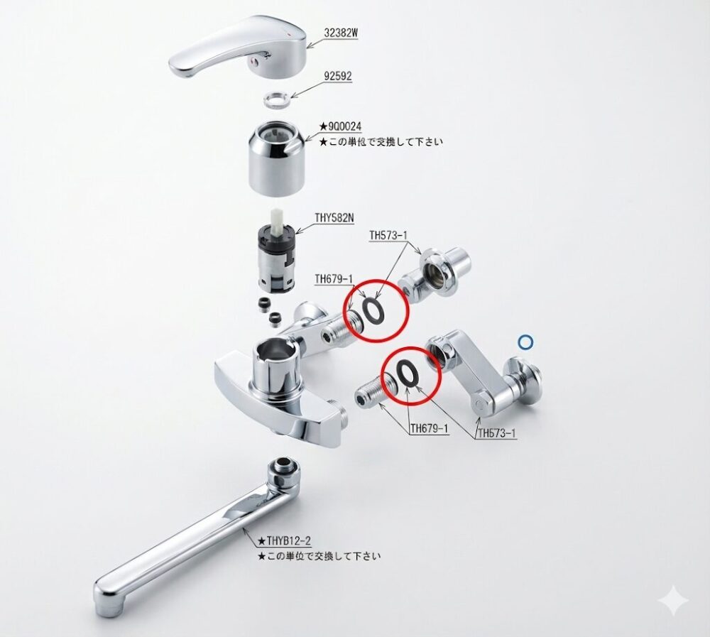 Mixer-faucet-exploded-view