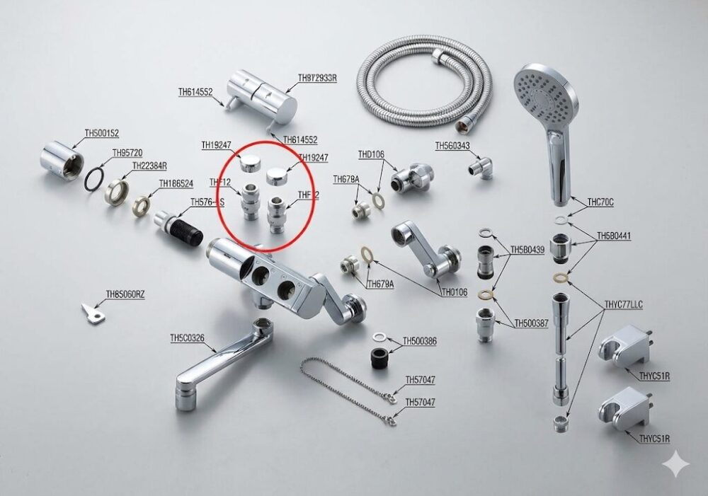 Thermostatic-mixer-faucet-exploded-view