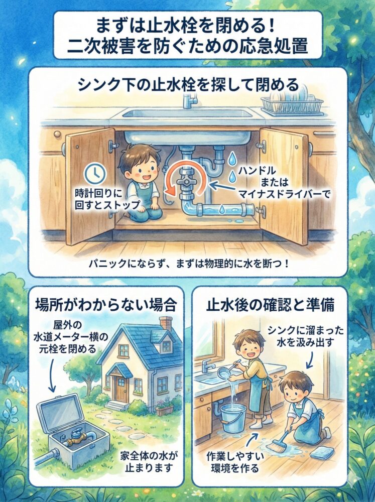 First,-turn-off-the-water-valve!-First-aid-to-prevent-secondary-damage