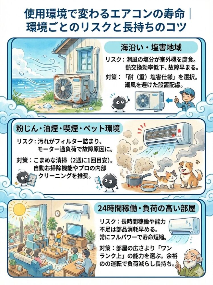 The-lifespan-of-an-air-conditioner-depends-on-the-environment-in-which-it-is-used.-Risks-in-each-environment-and-tips-for-extending-its-life.