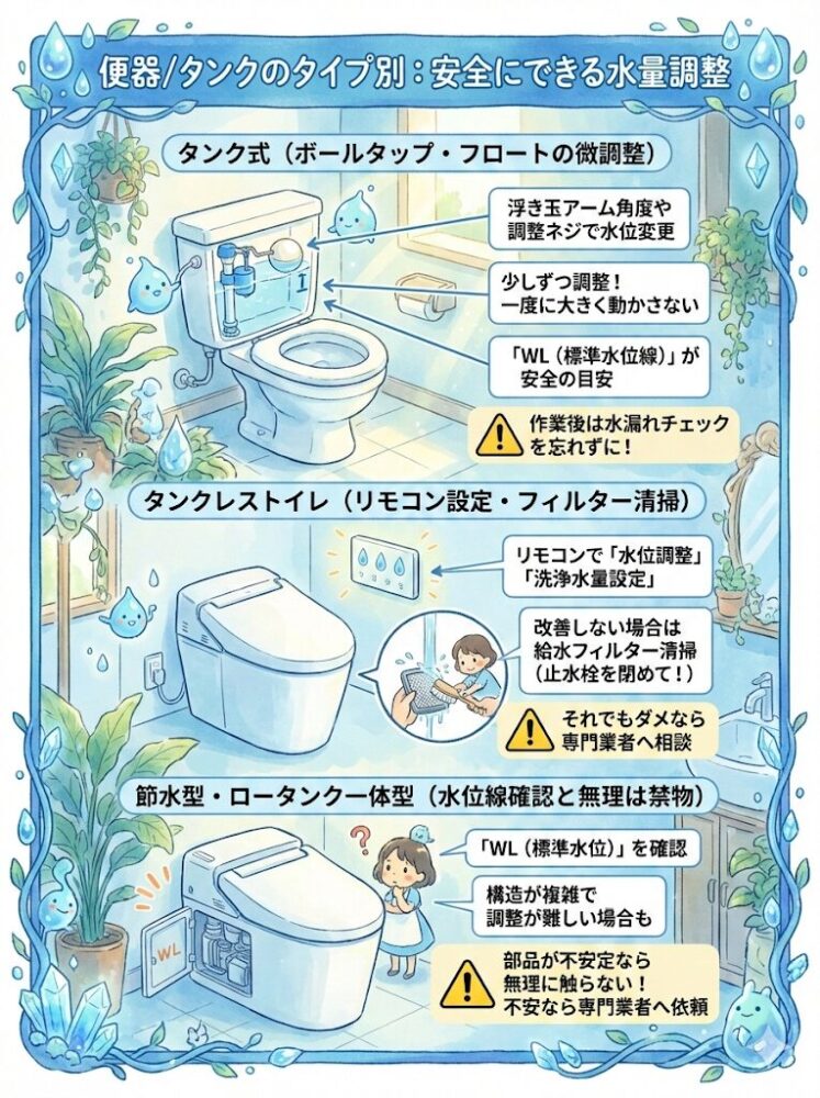Safe-water-flow-adjustment-by-toilet-bowl/tank-type