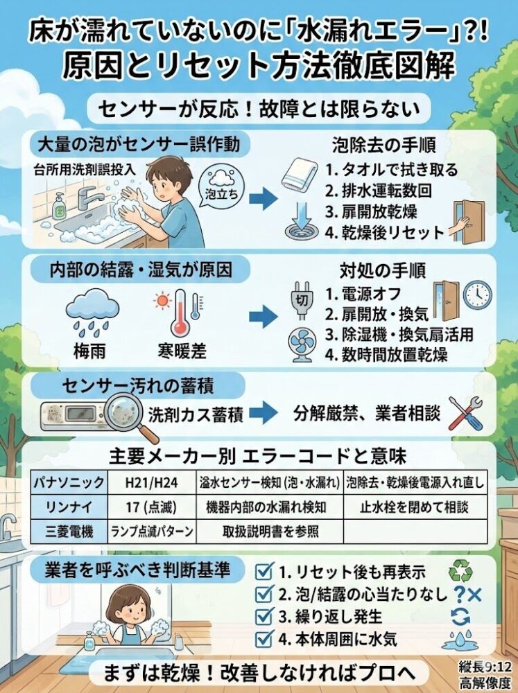 Why-does-the-"Water-Leak-Error"-occur-even-though-the-floor-is-not-wet?-How-to-reset-it