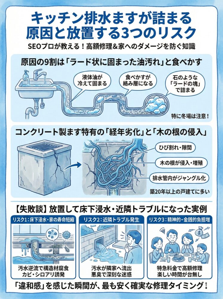 Causes-of-clogged-kitchen-drains-and-the-three-risks-of-leaving-them-unattended