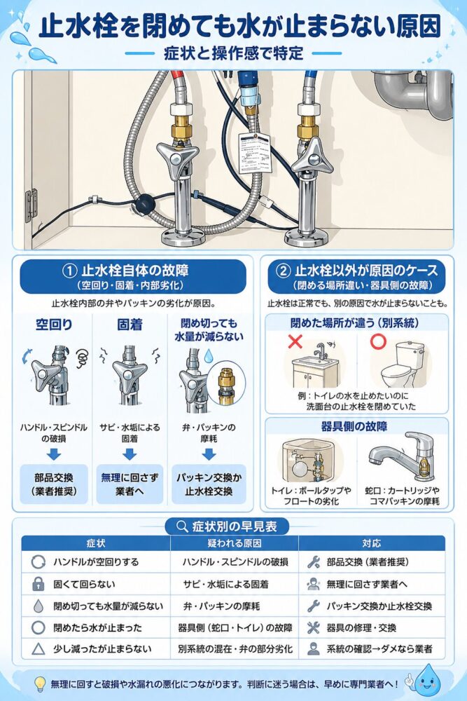 Reasons-Why-Water-Won't-Stop-Even-After-Closing-the-Shut-off-Valve-(Identifying-the-Cause-Based-on-Symptoms-and-Handling-Feel)