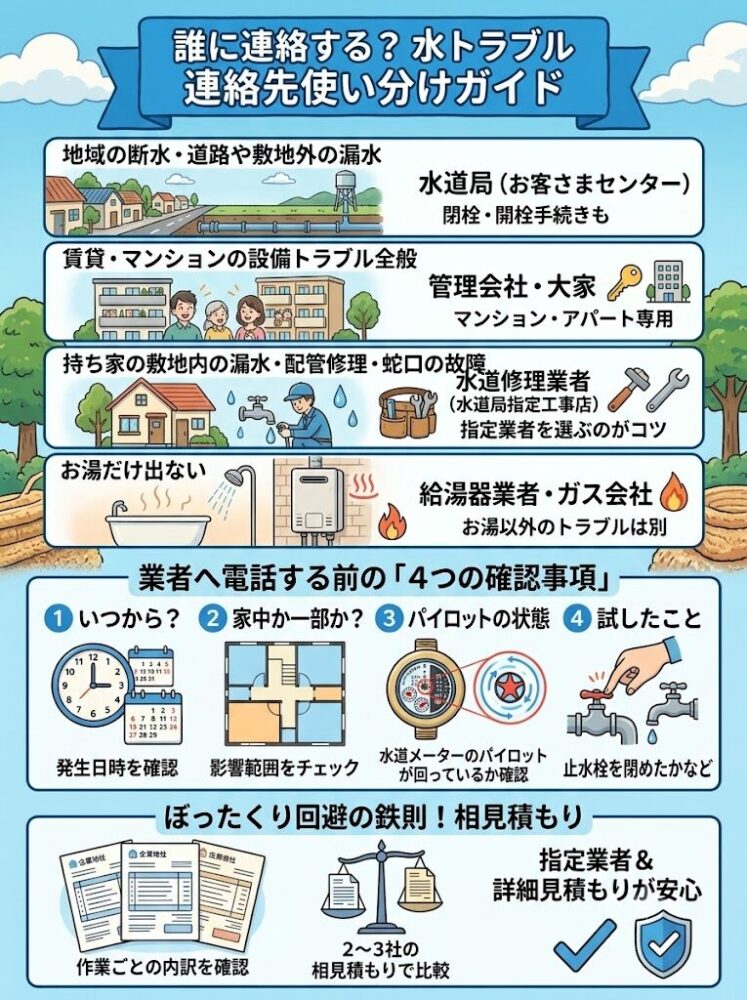 Who-should-you-contact?-When-to-call-the-water-bureau,-property-management-company,-or-a-contractor.