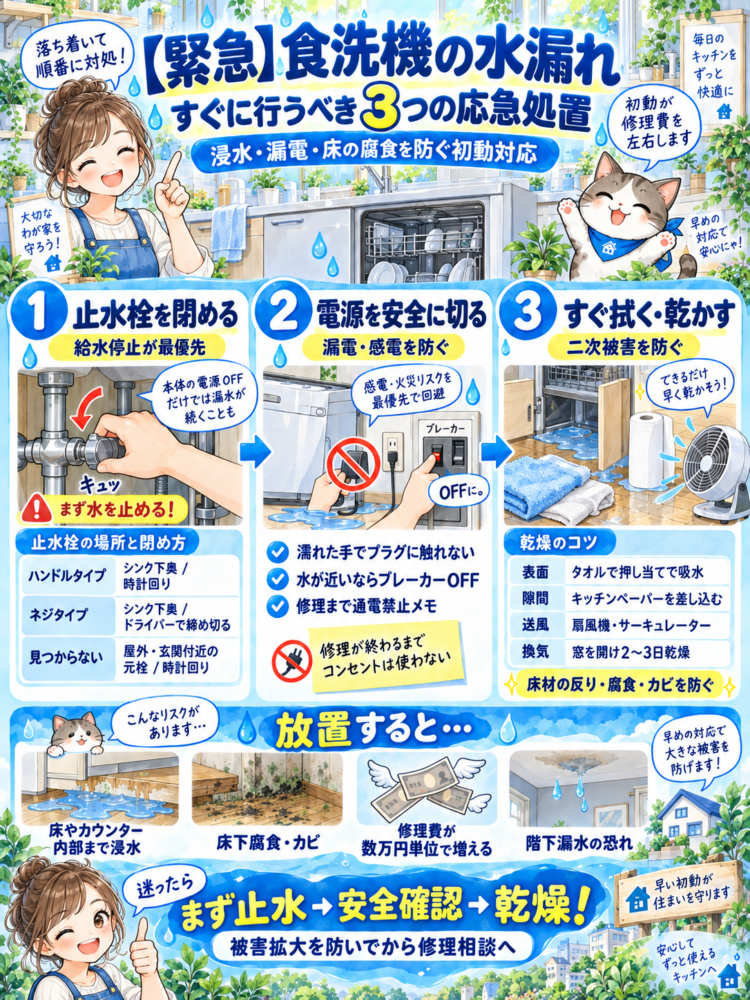 [Urgent] 3 Immediate Emergency Measures to Take If You Discover a Dishwasher Leak
