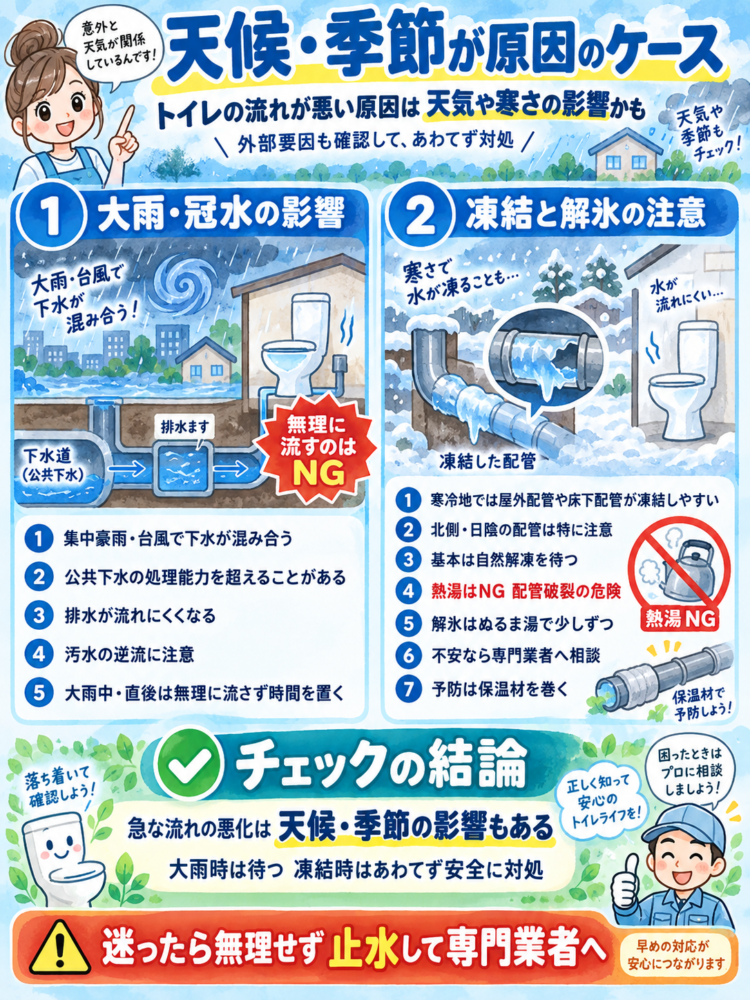 Cases caused by weather or the season