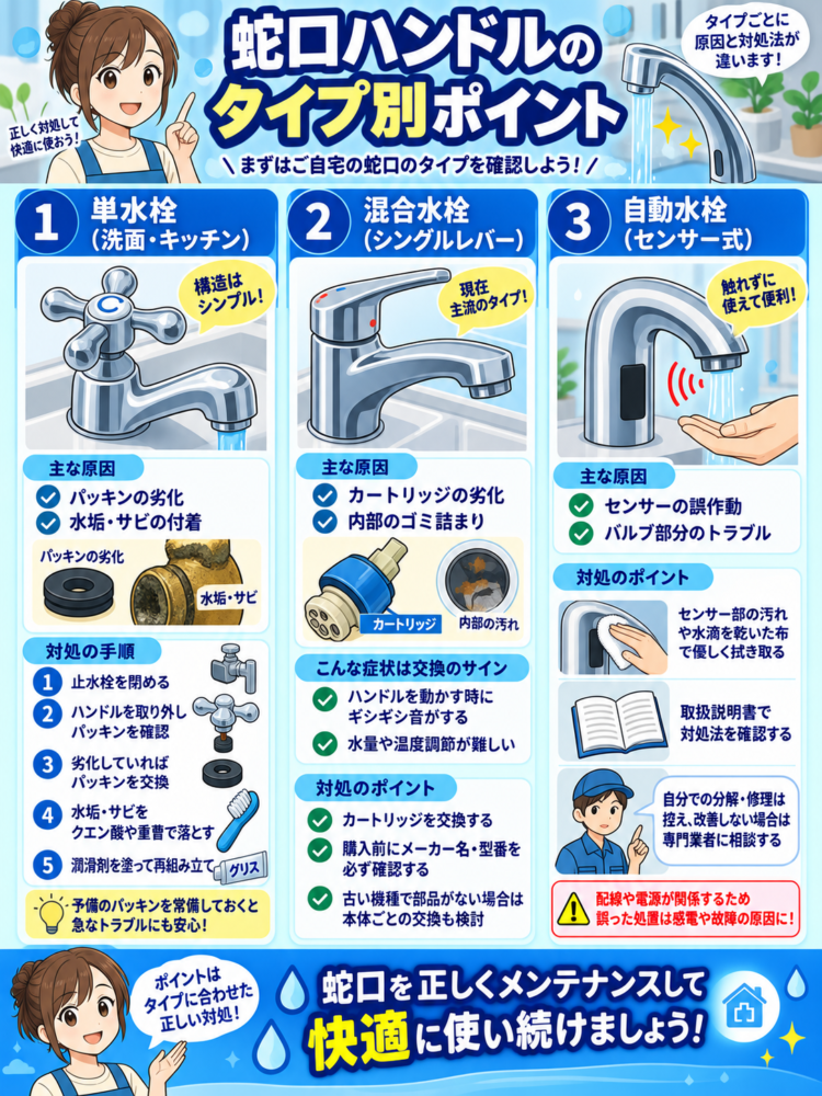 Key Points by Faucet Handle Type
