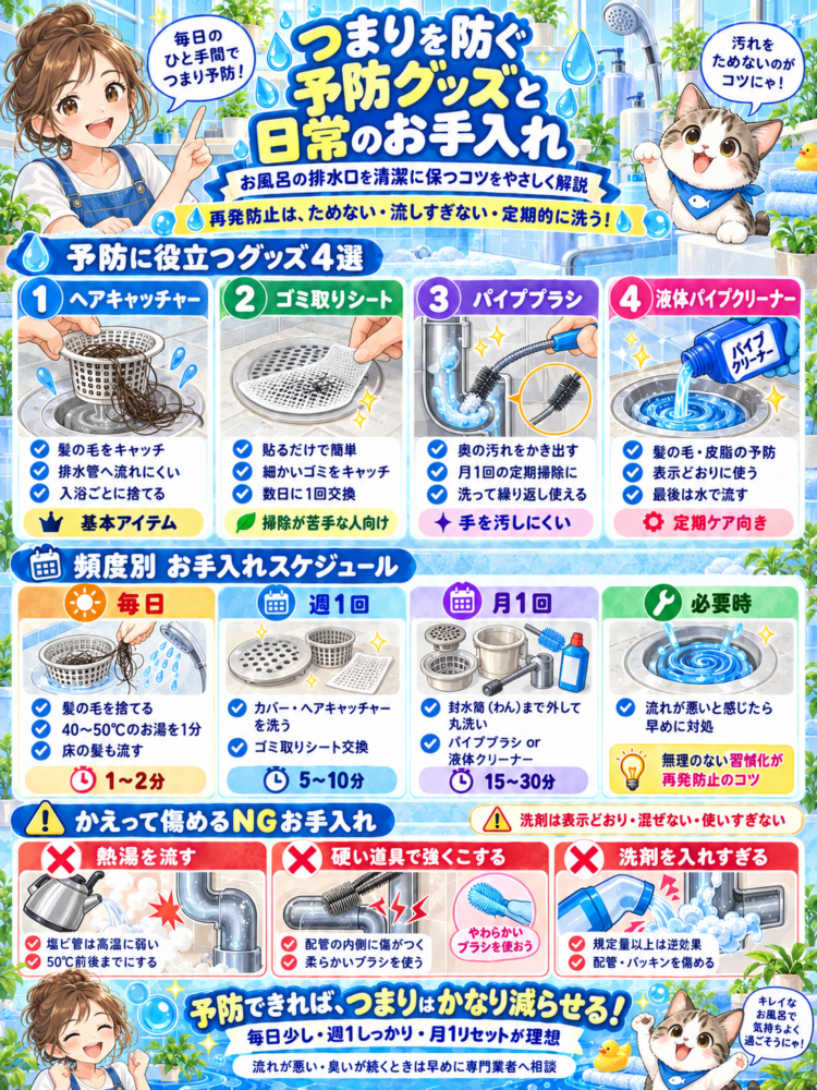 Preventive products to stop clogs and daily maintenance