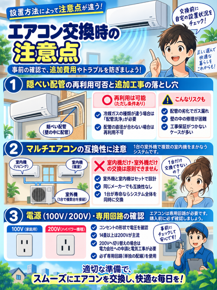 Precautions for replacement that vary depending on the installation environment or system