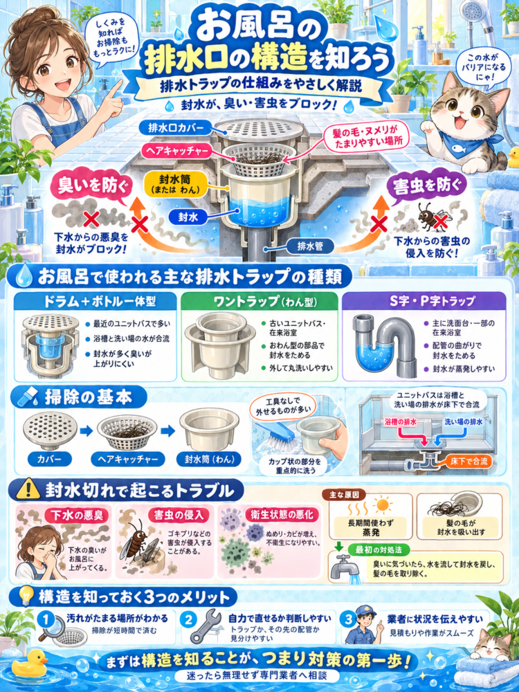 Understanding the Structure of the Bathroom Drain (How the Drain Trap Works)