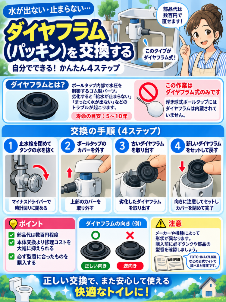 Solution 2: Replace the diaphragm (gasket) [Diaphragm type only]