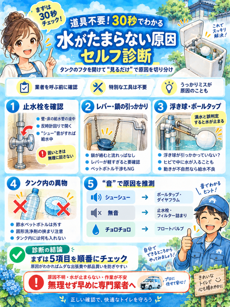 No tools needed! A 30-second self-diagnosis to find out why water is pooling.