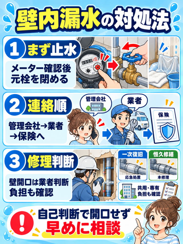 Steps to take when an in-wall water leak is suspected