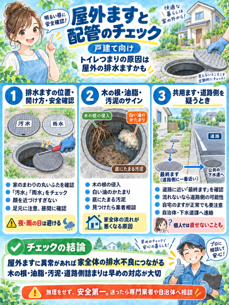 Inspection of outdoor drainage pits and piping (for detached houses)