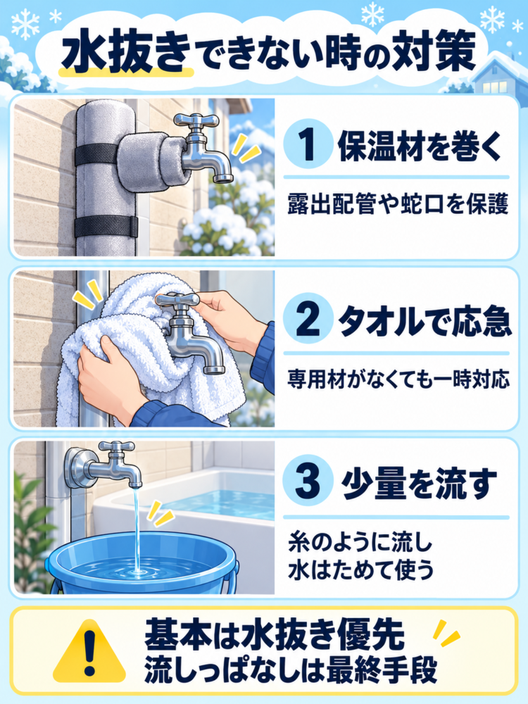 水抜きができない場所の代替案と対策グッズ