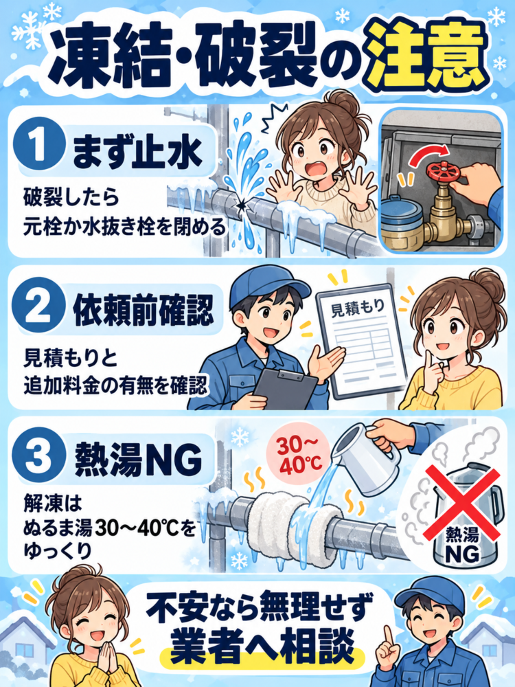 凍結・破裂したときの費用と業者に頼むときの注意