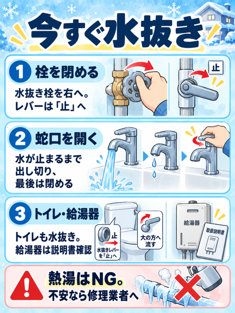 今すぐ水抜きしたい方向けの要約と応急処置