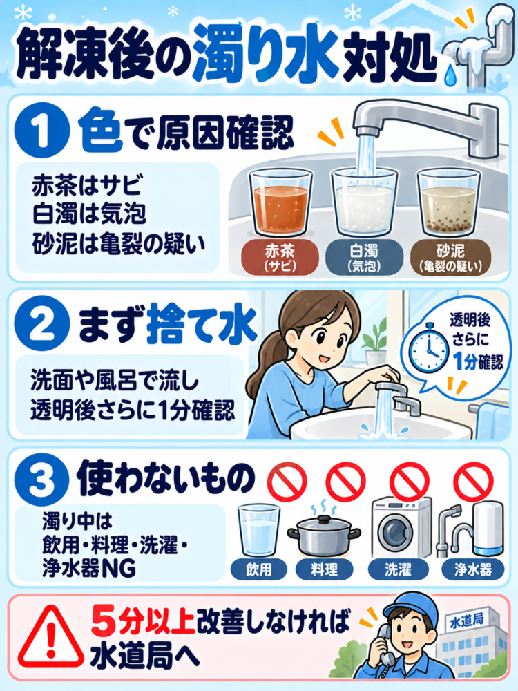"Cloudy" or "red" water came out right after thawing! Is it safe to drink? Here is the correct way to handle it.