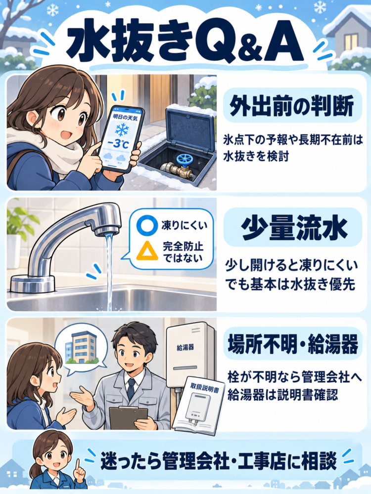 水道凍結防止のための水抜きのよくある質問