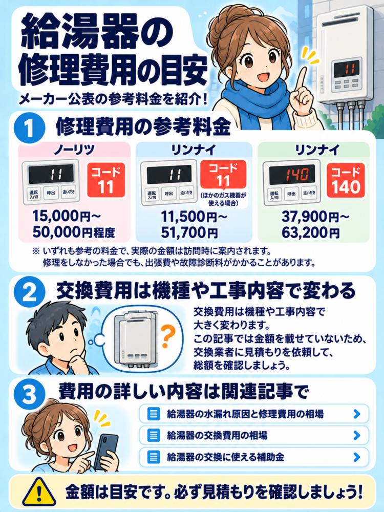 Estimated repair costs (reference rates provided by the manufacturer)